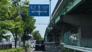 국도 제34호선(중복 구간)에서의 분기사가현 오기시 미카즈키정 고죠 교차로