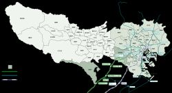 도쿄도 내 통과 자치체.