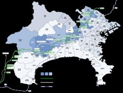 가나가와현 내 통과 자치체.
