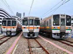 재래선 주력 형식왼쪽부터 315계, 313계, 211계 5000번대시즈오카 차량구에서