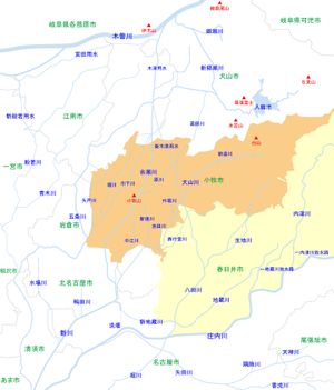 고마키시·카스가이시 주변 하천의 위치 관계도