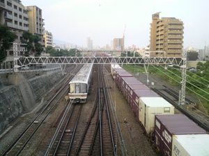 2009년 6월, 현재 마야역 부지에 있는 히가시나다 조차장