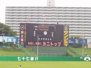 2004년 미야기 구장의 부분 전광식 수기 스코어보드