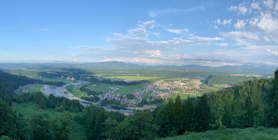 하안단구와 시나노강 전망대에서 본 풍경