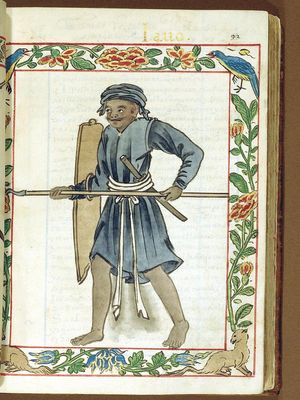 복서 사본에 나오는 시바트(창)를 들고 있는 필리핀 전사