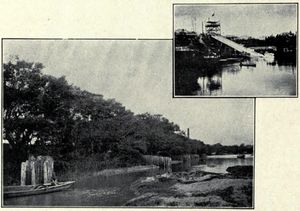 노선 명소, 사몬덴가와 강변과 고로엔 유원지(오른쪽 위)