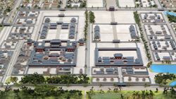 헤이조궁 주요부의 모형 (나라시청 소장 헤이조쿄 1/1000 모형의 일부) 북쪽에서 바라봄