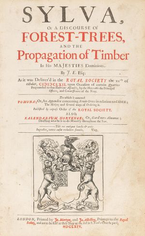  Sylva, or A Discourse of Forest-Trees and the Propagation of Timber in His Majesty's Dominions, 초판 표지 (1664)