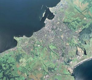 네무로 시 중심부 주변 항공 사진. 2019년 9월 3일 촬영