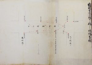 1891년 5월, 러시아 황태자 피습 현장 스케치 지도, 일본 경찰 기록