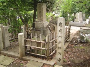 아오야마 영원지(Aoyama Cemetery)에서 우에노 교수의 묘 옆에 있는 하치코의 묘