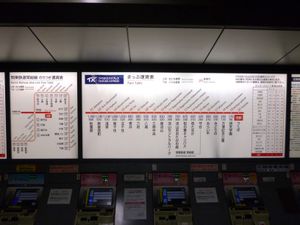 쓰쿠바 역의 운임표（2014년 5월 촬영）