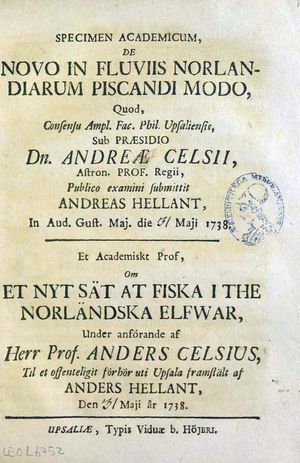 De novo in fluviis norlandiarum piscandi modo, 1738