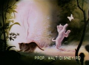 흰 사자 새끼와 나비가 등장하는 The Lion King 초기 프레젠테이션 릴의 스크린샷.