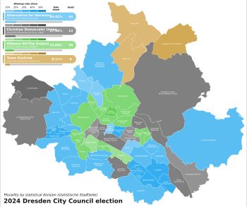 2024년 드레스덴 시의회 선거 – 지역별 최다 득표 정당