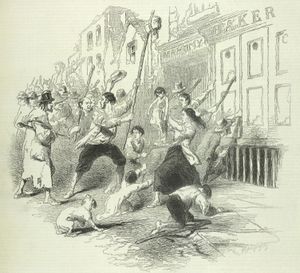 던거번(Dungarvan)에서 기근 동안 발생한 식량 폭동. (The Pictorial Times, 1846).