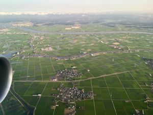 이바라키현과 지바현의 경계인 신토네강과 토네강의 항공 사진