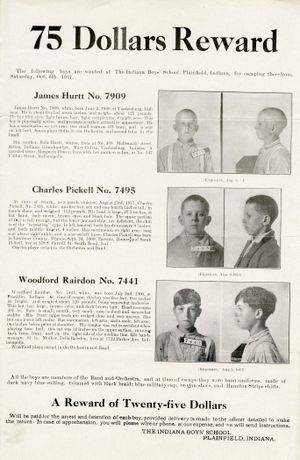 앞면과 측면에서 묘사된 소년들과 텍스트로 된 설명