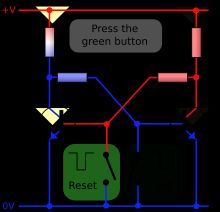 기본적인 BJT 쌍안정 멀티바이브레이터 회로