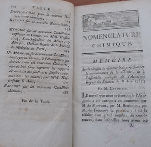 1787년판 「화학 명명법」(Méthode de Nomenclature Chimique)의 첫 페이지