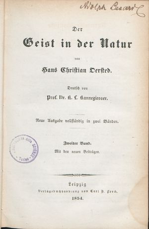 한스 크리스티안 외르스테드(Hans Christian Ørsted), Der Geist in der Natur, 1854