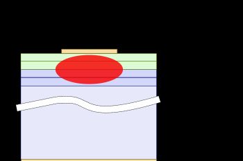 이중 이종구조 레이저 다이오드 정면도(축척 없음)