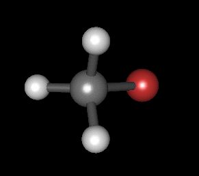 브롬메탄의 C–H 결합의 대칭적 신축-압축 모드의 3D 애니메이션
