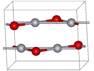 몽트로이타이트 구조 (붉은 원자는 산소)
