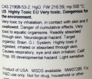산화 수은(II) 분말병 라벨