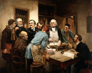 클로드 베르나르(Claude Bernard), 현대 생리학의 아버지, 그의 제자들과 함께