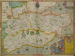 1575년 켄트, 서식스, 서리 및 미들섹스 손으로 그린 지도