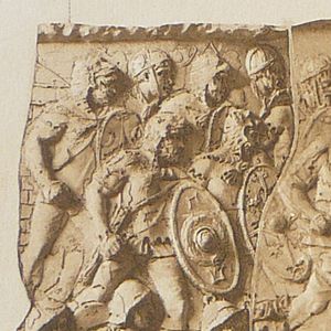 트라야누스 기둥의 곰 가죽 모자를 쓴 게르만족 전사들