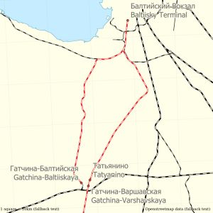 가치나로 향하는 두 개의 철도 노선 지도