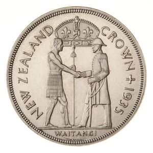 뉴질랜드 최초의 기념 주화인 1935년 와이탕이 크라운.