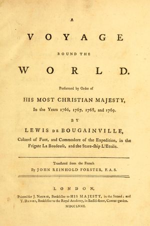 부갱빌의 여행기 영어판(1772년) 표지
