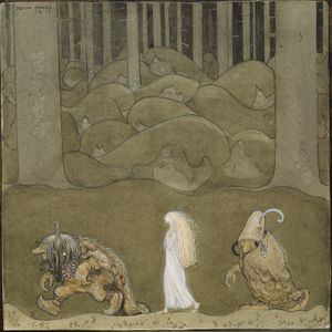 존 바우어(John Bauer)의 공주와 트롤들(The Princess and the Trolls) –교체아, 1913