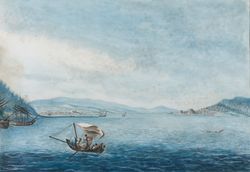 18세기 후반 클라라 바르톨드 마이어가 그린 차나칼레 – 아비도스 곶 그림. 보스포러스 해협 입구.