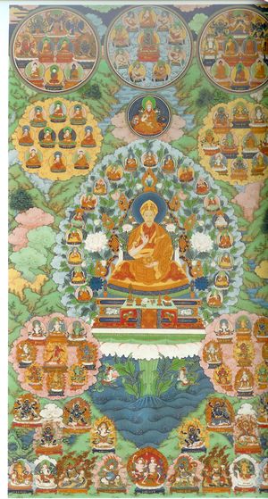 건륭제를 만쥬시리로 묘사한 탱화.