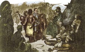 니콜라스 구스만 부스타만테(Nicolás Guzmán Bustamante)의 페드로 데 발디비아의 마지막 순간