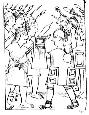 펠리페 과만 포마 데 아얄라가 그린 마푸체족(좌)과 잉카 제국(우)의 대치 상황 그림