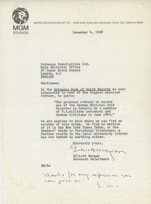 모건의 기네스 위원회 질의서