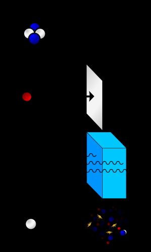 알파(α) 방사선은 빠르게 움직이는 헬륨-4({{lang) 핵으로 구성되어 있으며 종이 한 장으로도 막을 수 있다. 전자로 구성된 베타(β) 방사선은 알루미늄 판으로 막을 수 있다. 고에너지 광자로 구성된 감마(γ) 방사선은 밀도가 높은 물질을 통과하면서 흡수된다. 중성자(n) 방사선은 수소와 같이 가벼운 원소에 의해 차단되는 자유 중성자로 구성되어 있어 중성자의 속도를 늦추거나 포획한다. 이 외에도 은하 우주선은 양성자, 헬륨 핵, HZE 이온 등 고에너지 하전 핵으로 구성된다.