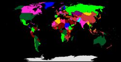 사용된 조별로 국가를 색으로 구분한 지도