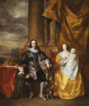 찰스 1세와 헨리에타 마리아, 그리고 두 명의 장남인 찰스 왕자와 메리 공주와 함께 1632년 4월~8월