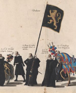 플로리스 드 메로드 레프다엘 남작이 알베르트 7세 대공의 장례식에서 제작한 브라반트 사자