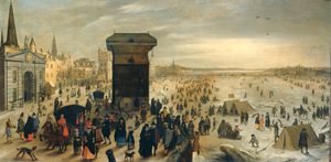 1622년 Sebastian Vrancx가 그린 앤트워프 쉘트 강의 겨울 풍경