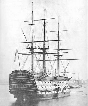 HMS Victory in 1884, the only surviving example of a ship of the line