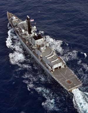 2013년 8월 HMS Richmond의 상부 조감도