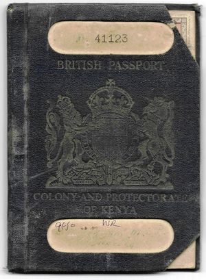 1955년 케냐 식민지 및 보호령 여권 표지.