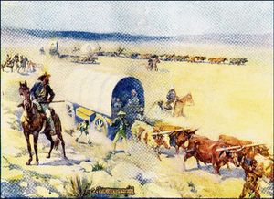 1860년 1월 2일, 구릉지대를 천천히 이동하는 볼록 마차를 묘사한 그림